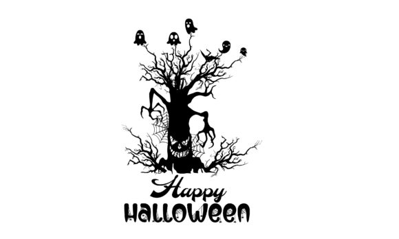 Halloween Tree Vector Silhouette