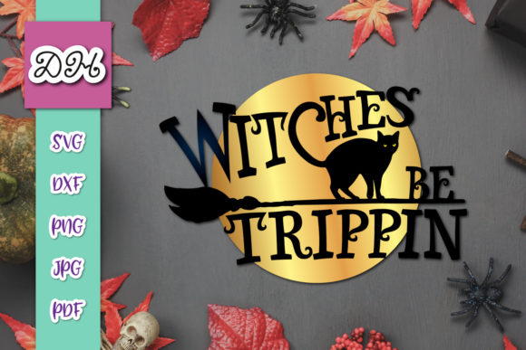 Witches Be Trippin Happy Halloween Broom