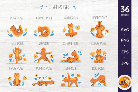 Yoga Bundle. Cats Silhouette, Stickers